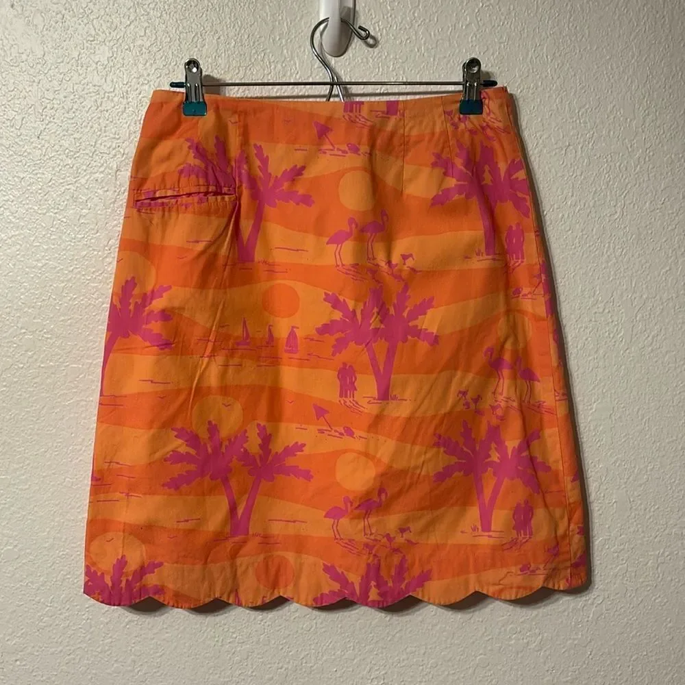 LIly Pulitzer Sunset Print Scallop Hem Skirt Size 6